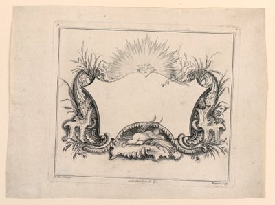 Scudo, da "Recueil Nouveau de Differens Cartouche" da Gabriel Huquier