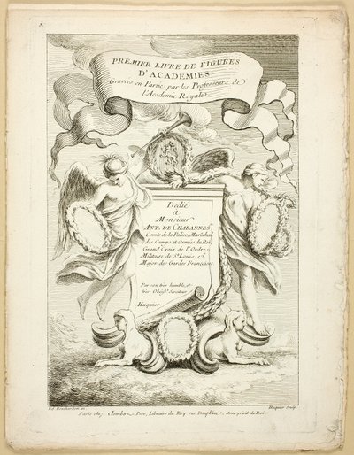 Figura (recto e verso), dal Premier livre de figures d’Academies gravées en Partie par les Professeurs de l’Académie Royale da Gabriel Huquier