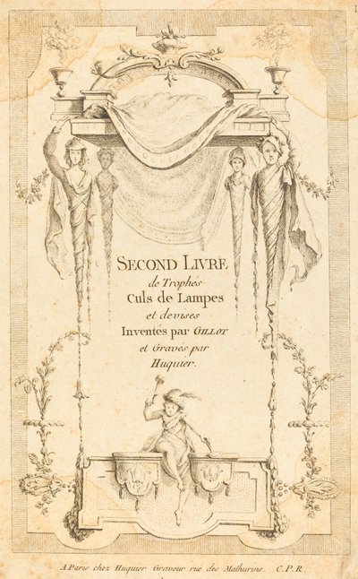 Secondo libro di trofei, culs de lampes e motti: pagina del titolo da Gabriel Huquier after Claude Gillot