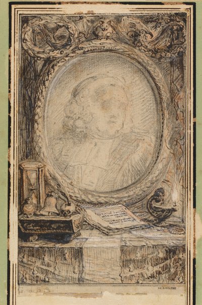 Cornice allegorica con un pipistrello da Gabriel Jacques de Saint Aubin