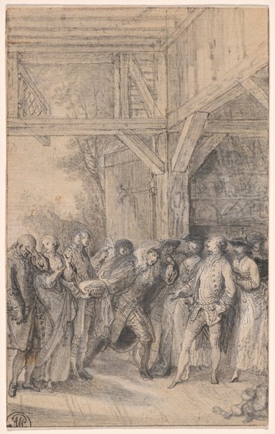 Contadino che chiede il permesso di sposare la figlia di un nobile da Gabriel Jacques de Saint Aubin