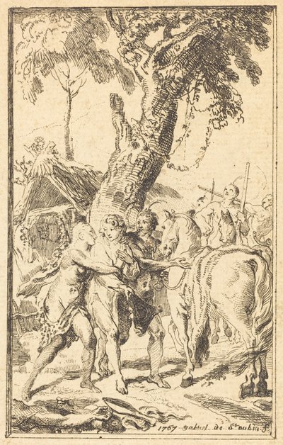 Fuga di M. de Belle-Isle, prigioniero con gli Attakapas [destra] da Gabriel Jacques de Saint Aubin