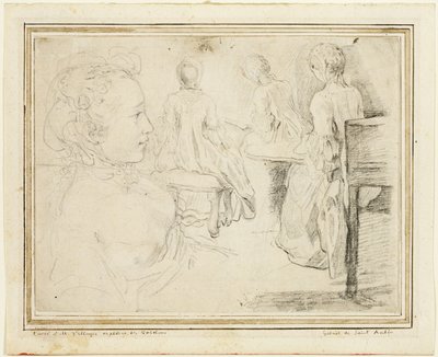 Quattro visioni di una giovane donna da Gabriel Jacques de Saint Aubin