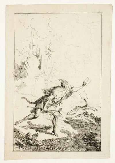Messaggero inviato a M. Saint-Denis, da M. Belle-Isle, prigioniero, tavola tre da Les Nouveaux Voyages aux Indes Occidentales da Gabriel Jacques de Saint Aubin