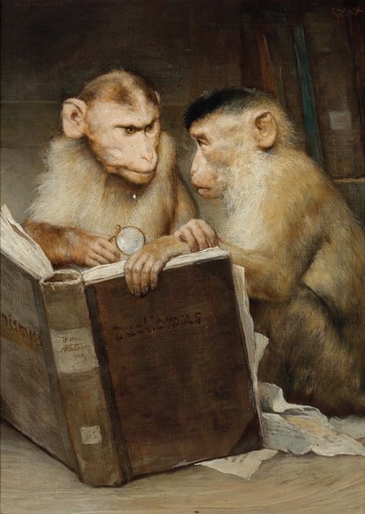 I sapienti (Due scimmie con un libro aperto) da Gabriel Max