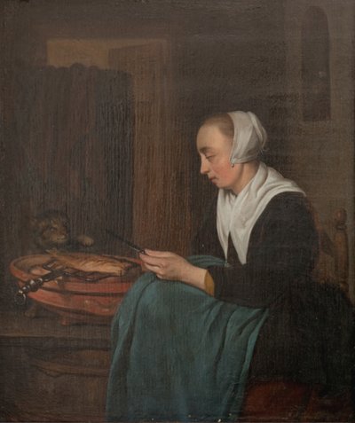 Una venditrice addormentata da Gabriel Metsu