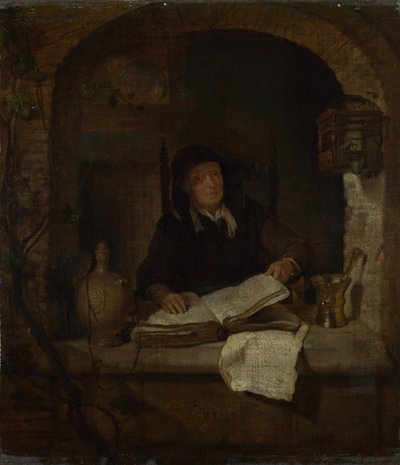 Una Vecchia con un Libro da Gabriel Metsu