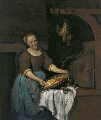 Cameriera di cucina che prepara il pesce da Gabriel Metsu