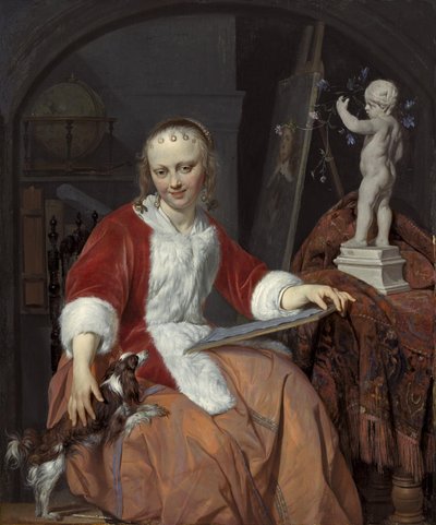 Ritratto di Isabella de Wolff (....-1718) in veste di artista da Gabriel Metsu