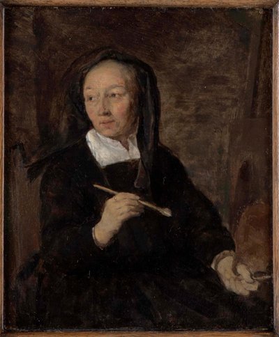 Ritratto di donna artista al cavalletto da Gabriel Metsu