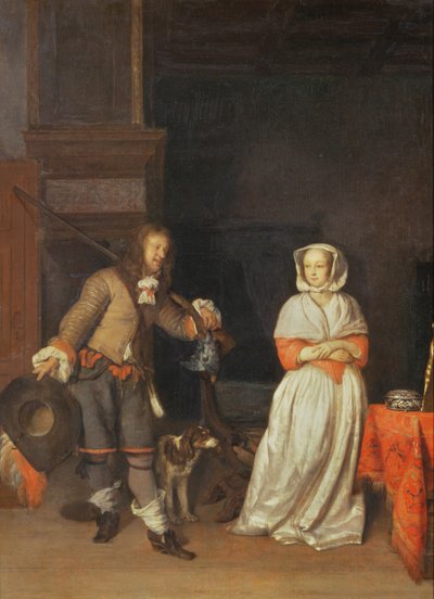 Il cacciatore e la signora, 1660-65 da Gabriel Metsu