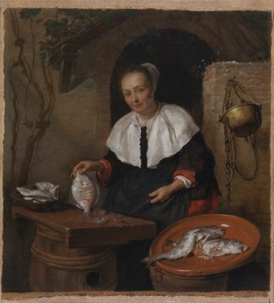 Donna che pulisce il pesce da Gabriel Metsu