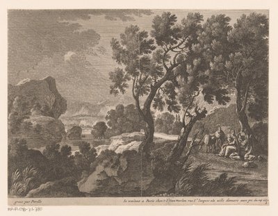 Paesaggio con riposo durante la fuga in Egitto da Gabriel Perelle