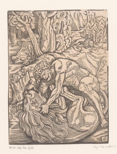 Ercole in lotta con il leone di Nemea da Gabriel Salmon