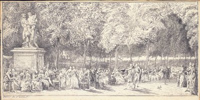 Un incontro nei Giardini delle Tuileries intorno a una statua, 1760 da Gabriel de Saint Aubin