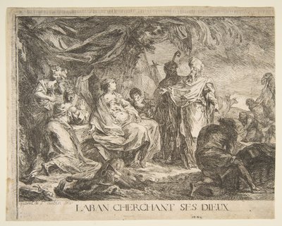 Laban cerca i suoi dei da Gabriel de Saint Aubin