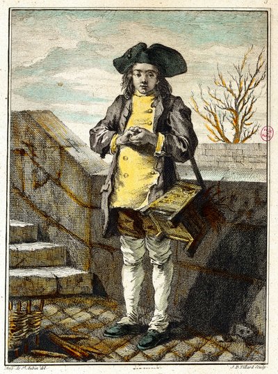 Vecchi mestieri: il lustrascarpe. Incisione di Gabriel de Saint Aubin da Gabriel de Saint Aubin