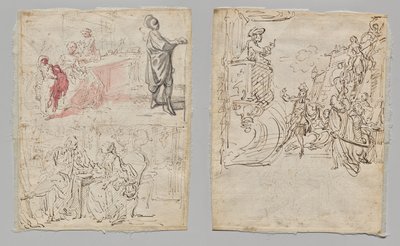Scena teatrale (recto); Boutique di lingerie e conversazione (verso) da Gabriel de Saint Aubin