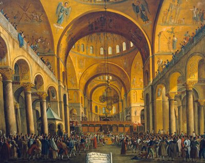 Il Doge viene mostrato al popolo a San Marco, Venezia da Gabriele Bella