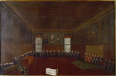 Vista della sala della Quarantena Criminale, Corte Suprema o Consiglio dei Quaranta. Dipinto di Gabriele Bella, XVIII secolo. Venezia, Fondazione Querini Stampalia da Gabriele Bella