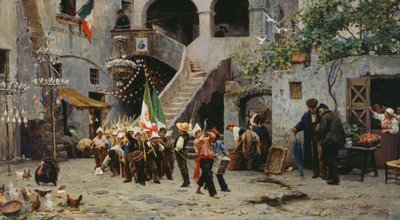 Viva il re, processione di bambini con bandiera italiana da Gaetano Capone