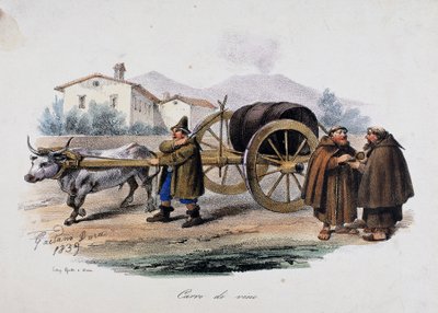Carro che trasporta una botte di vino da Gaetano Dura