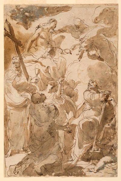 Disegno, La Trinità e gli Apostoli, San Pietro e San Paolo, 1770-80 da Gaetano Gandolfi
