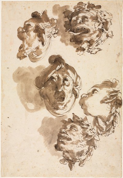 Cinque teste grottesche da Gaetano Gandolfi