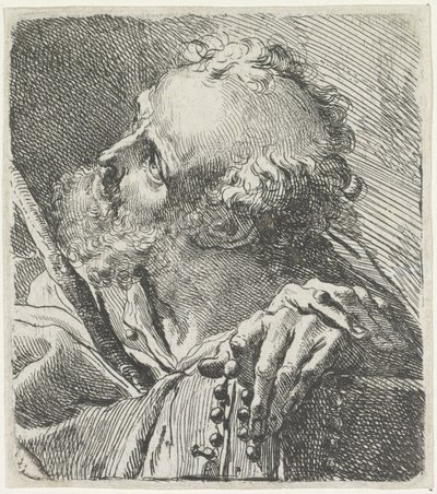 Testa di un santo con rosario da Gaetano Gandolfi