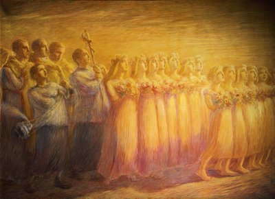 Funerale della vergine (dettaglio) da Gaetano Previati