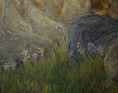 Erba e fiori, dettagli da La Maternità da Gaetano Previati
