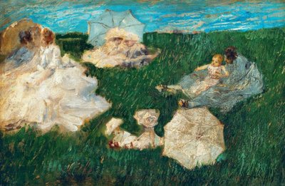 Donna con bambini nel giardino, 1896 da Gaetano Previati