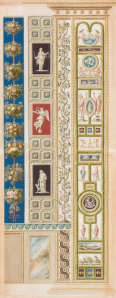 Pilastro Loggia XIII (Decorazione con paesaggi e scene di caccia) da Gaetano Savorelli