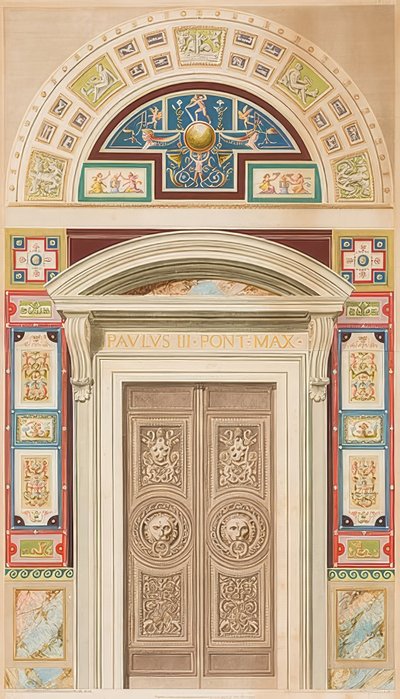 Porta, cornice e lunetta della Loggia I da Gaetano Savorelli
