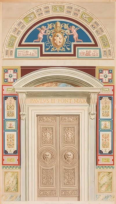 Porta, cornice e lunetta della Loggia XIII da Gaetano Savorelli