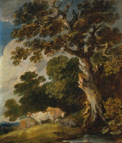 Paesaggio boscoso con bestiame e pastore da Gainsborough Dupont
