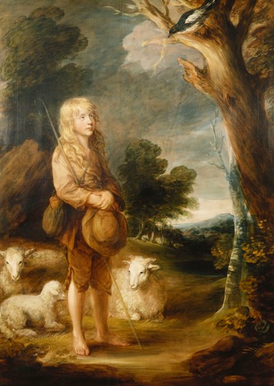Paesaggio boscoso con un pastorello che ascolta una gazza e tre pecore da Gainsborough Dupont