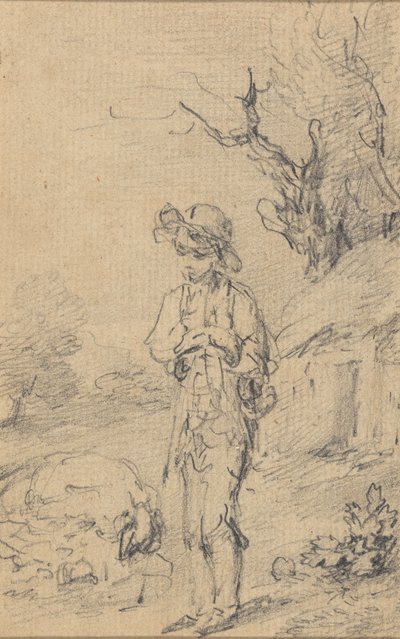 Ragazzo in piedi vicino a un cottage da Gainsborough Dupont