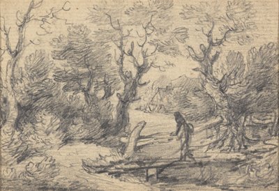 Paesaggio con figura su un ponte pedonale da Gainsborough Dupont