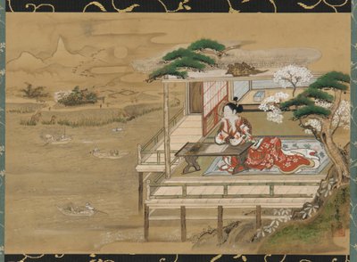 Murasaki Shikibu che compone il Racconto di Genji a Ishiyamadera, periodo Edo da Gakutei