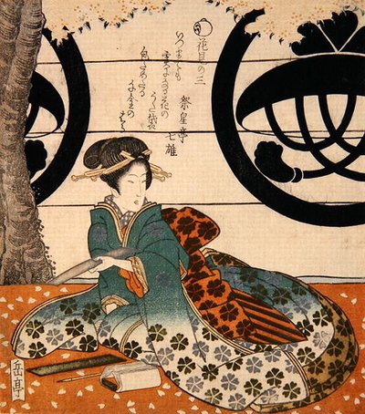 Bellezza che osserva i fiori da Gakutei Harunobu