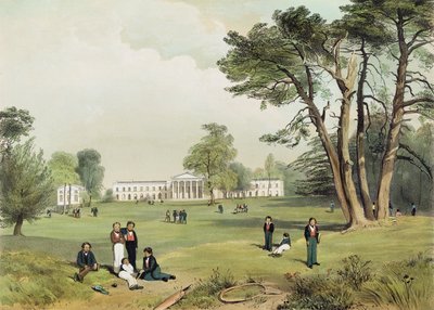 Scuola e cappella dei dissidenti protestanti, Mill Hill, Middlesex, disegnata dal vero da D. Fowler c.1830 da Gale Robert Leake