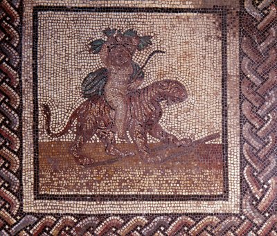 Arte gallo-romana: pavimentazione a mosaico rappresentante un calendario rustico. Allegoria dell