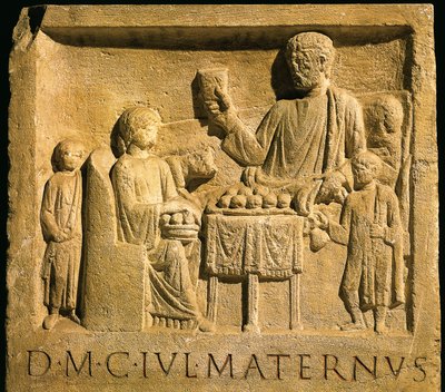 Rilievo che ritrae un banchetto, civiltà romana da Gallo Roman