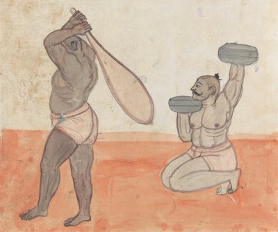 Una coppia di Jeyties che sollevano pesi da Gangaram Chintaman Tambat