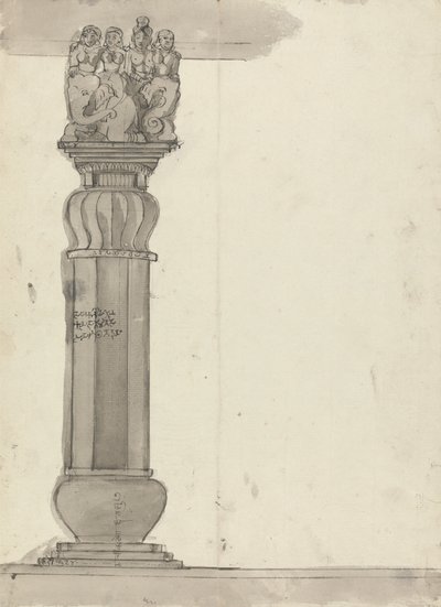 Disegno di una colonna da Ekvera da Gangaram Chintaman Tambat