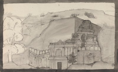 Interno di un tempio della grotta di Ellora da Gangaram Chintaman Tambat
