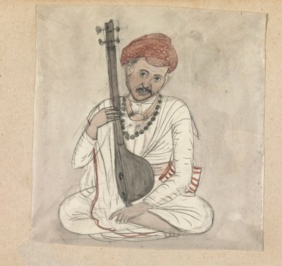 Uomo con uno strumento a corda da Gangaram Chintaman Tambat