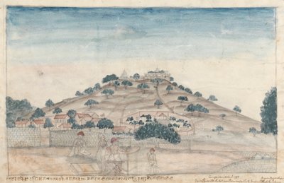 Veduta di Parbati, una collina vicino a Poona occupata da templi frequentati dal Peshwa da Gangaram Chintaman Tambat