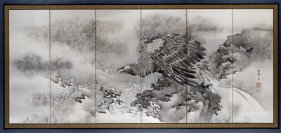 Schermo con aquila di mare lungo la costa da Ganryo